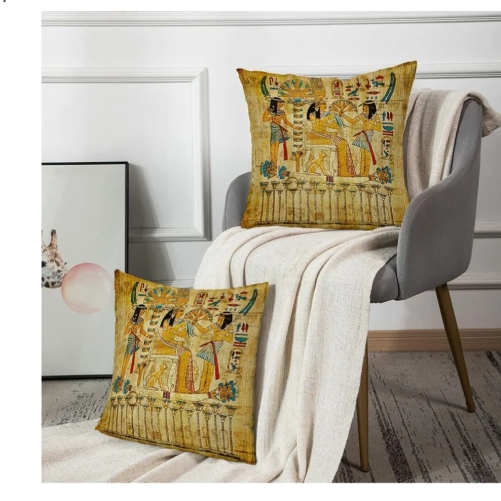 Egyptian Themed Decorative Pillow Cushion Cover
